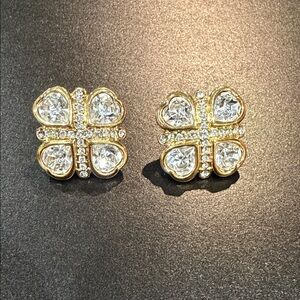 Monet Gold and Silver Crystal Earrings
